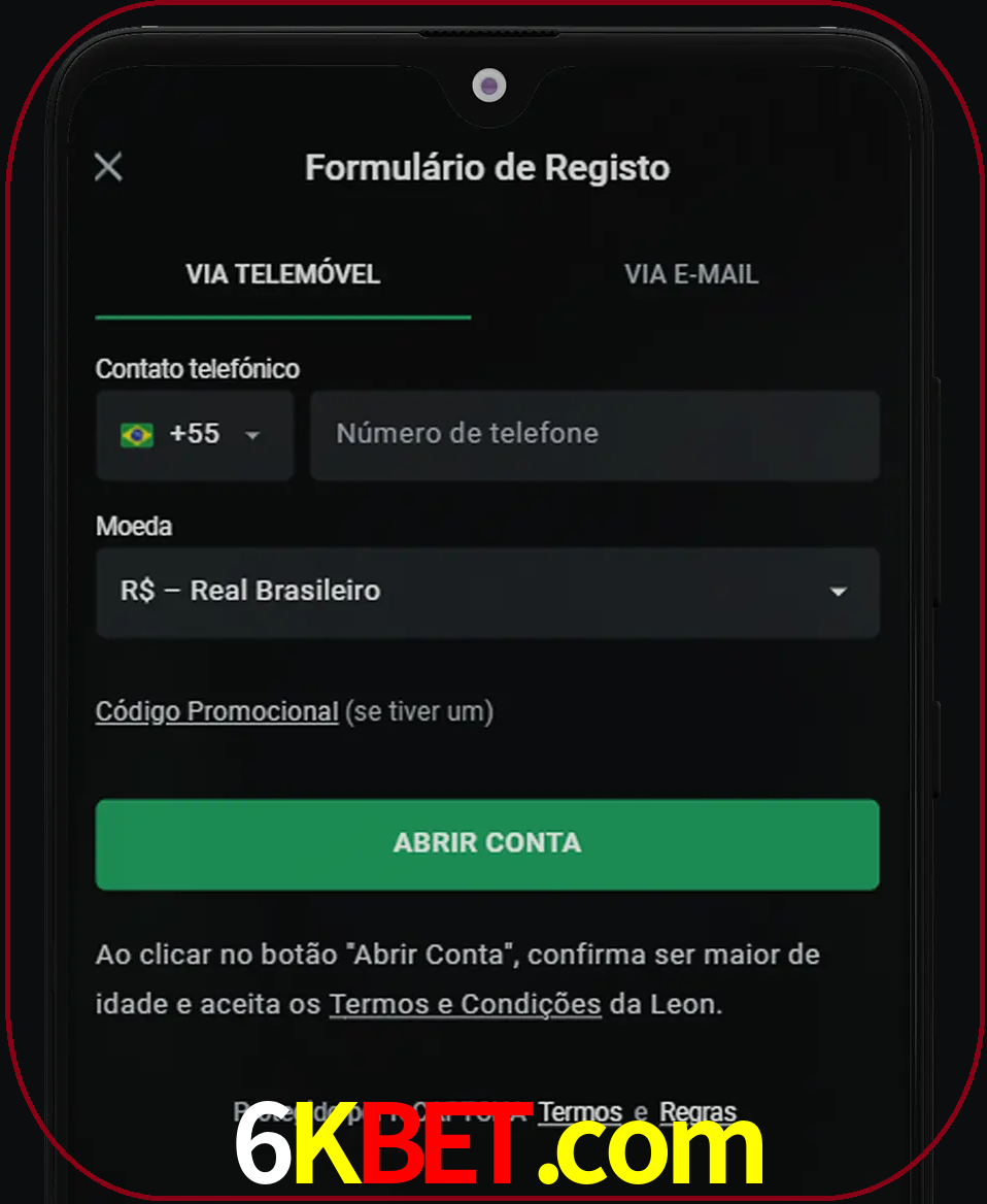 Abra o aplicativo e inicie o processo de registro.